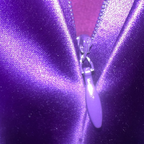 NWT Kay Unger Fit & Flair Satin Sleeveless Open Back with Bow Purple Sz2 - Picture 14 of 16